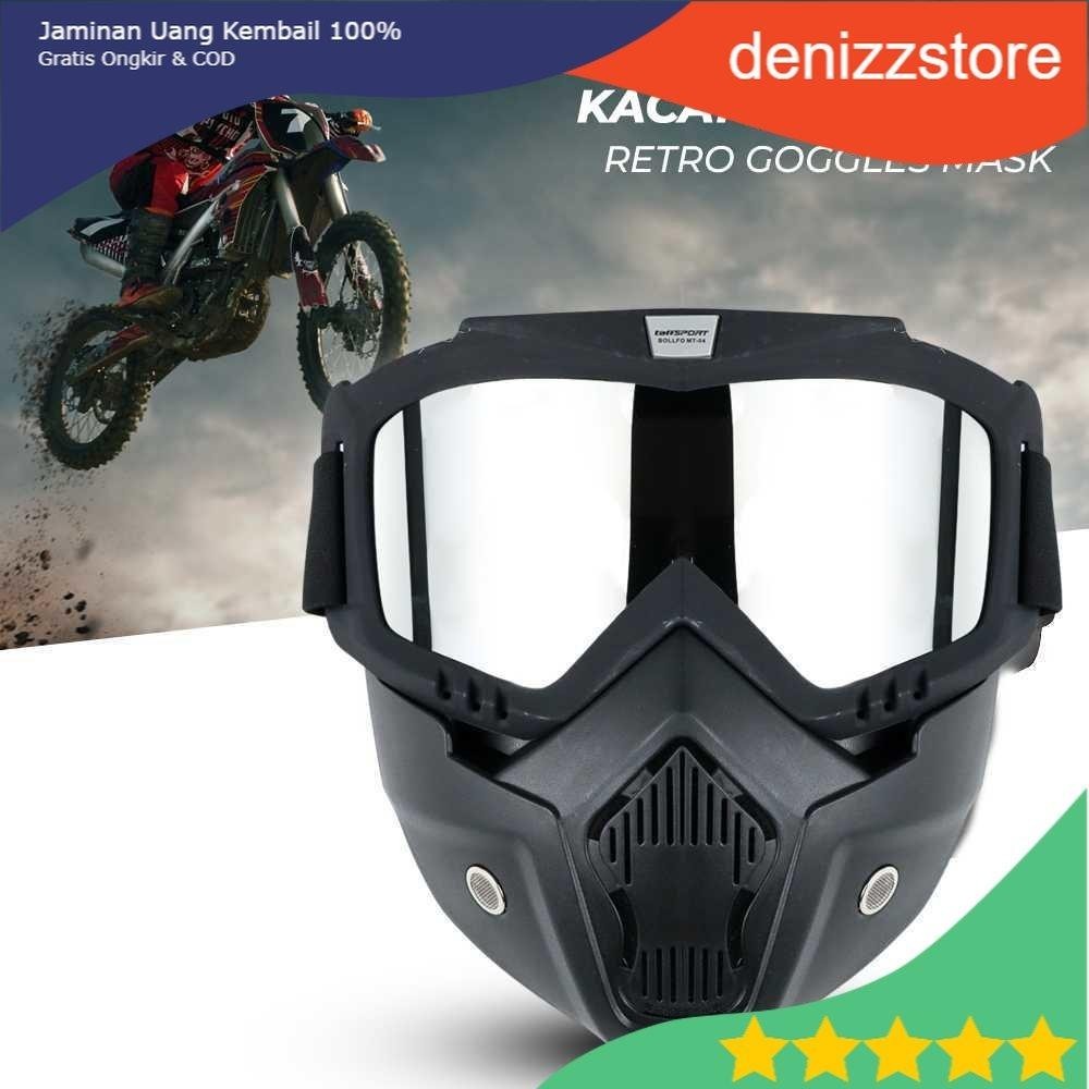 TaffSPORT BOLLFO Kacamata Goggles Mask Motor Retro Windproof