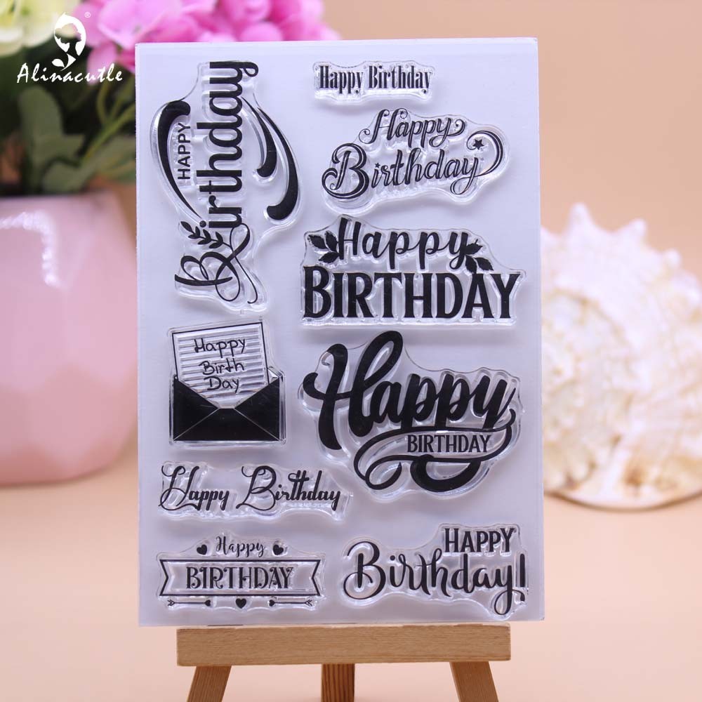

Alinacutle CLEAR STAMPS Birthday Wishes Scrapbooking Handmade Card Album Paper Craft Rubber Transparent Silicon Stamp