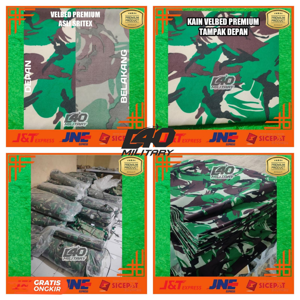 BAHAN SETELAN PDL VELBED TNI AD,AL,AU ASLI SRITEX [D40MILITARY]