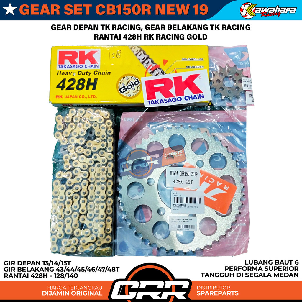 GEAR SET GIRSET TK RACING X RK TAKASAGO CB150R NEW 2019 CBR 150 NEW L6 LUBANG BAUT 6 UKURAN DEPAN 13