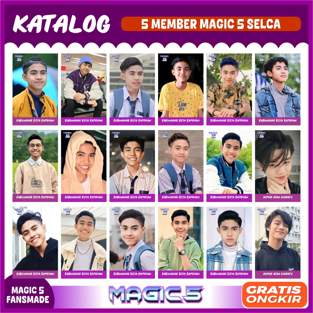 COD Photocard Magic 5 Member Utama Magic5 100 PCS Selca Bonus Bisa COD