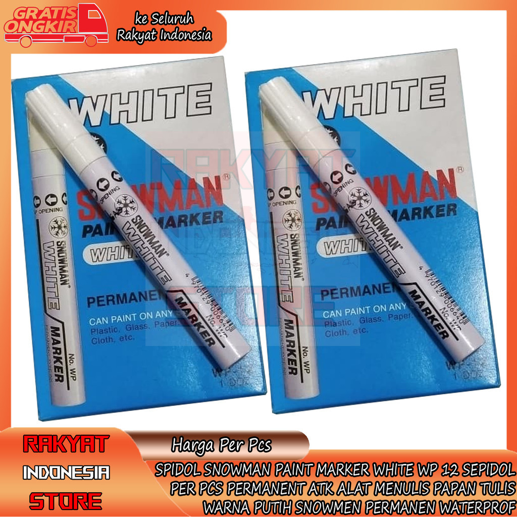 

Spidol Wp 12 Snowman Paint Marker White Sepidol Per Pcs Permanent Atk Alat Menulis Papan Tulis Barang Warna Putih Snowmen Permanen Waterprof Tahan Air Bolpoint Bolpoin Bolpen Menulis Tulis Atk Sekolah Sd Smp