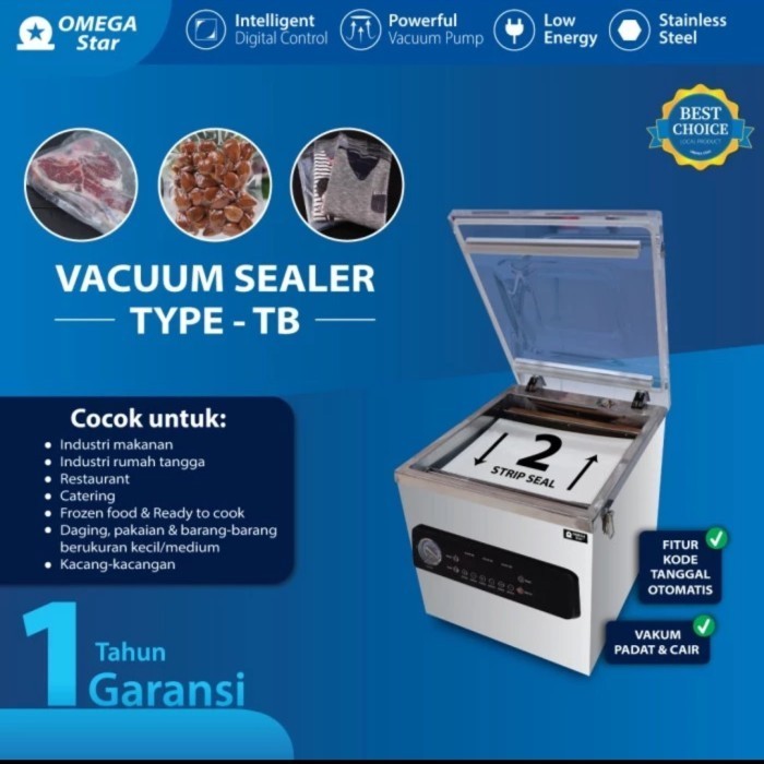 Mesin Vakum Omega Star Type-TB Vacuum Sealer Machine Pack Packaging Makanan