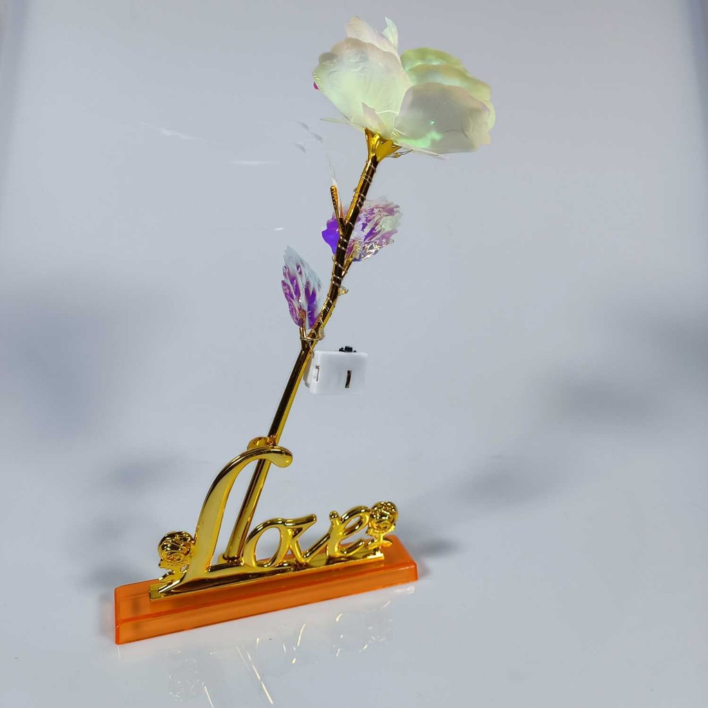 bunga Mawar Dekorasi Glow in The Dark Rose Love Stand RGB LED - B-241