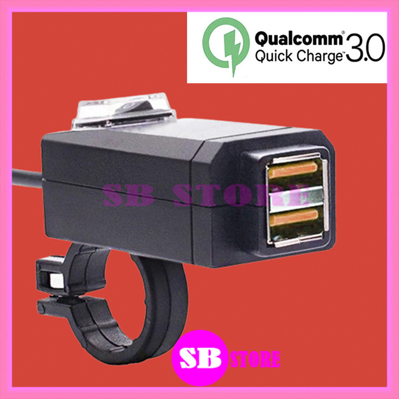 [SB] USB Charger Motor Sepeda 2 Port QC 3.0 Fast Charging Waterproof - Cas hp di motor charger hp mo