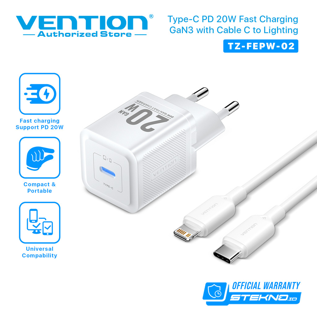 Vention Adaptor GaN Charger with Type C to Lightning Cable Fast Charging iPhone