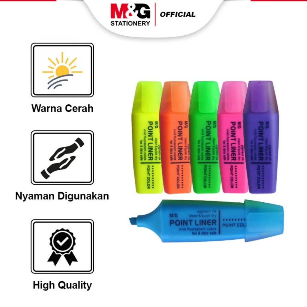 

Highlighter Point Liner M&G Flourescent Colors Penanda Tulisan #AHM21572 - SATUAN- SHSNP