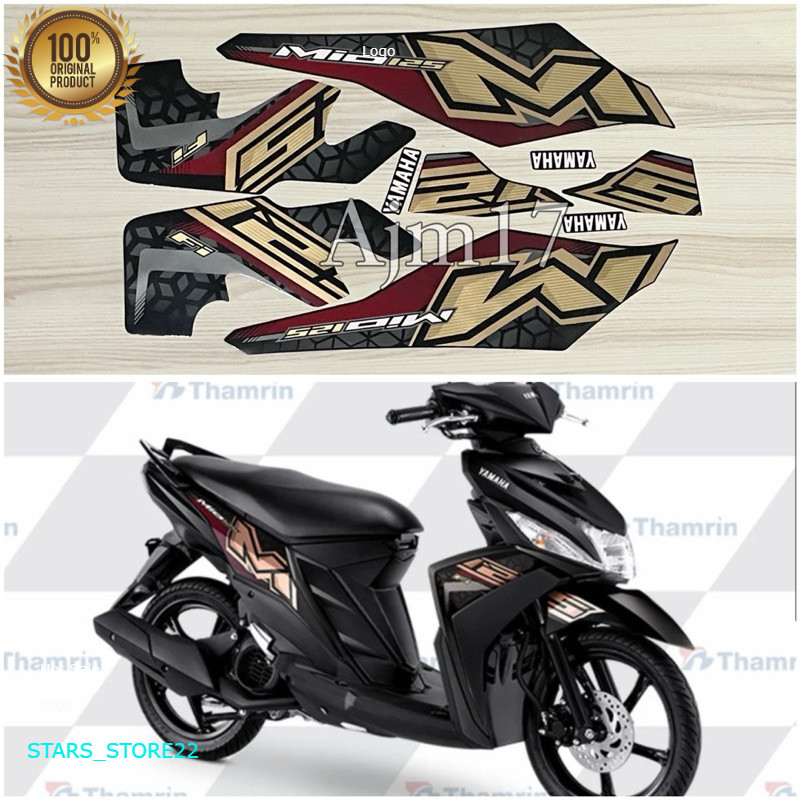 STIKER STRIPING MOTOR MIO M3 125 TAHUN 2024 HITAM Kualitas original