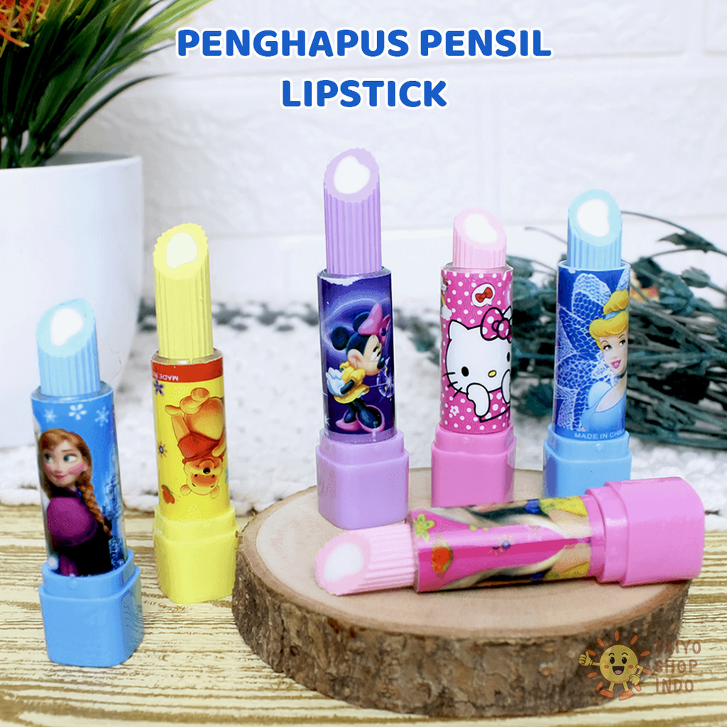

TAIYO Penghapus Pensil Model Lipstick Karakter Kartun Karet Penghilang Pena Beauty Eraser Mainan Lucu Unik