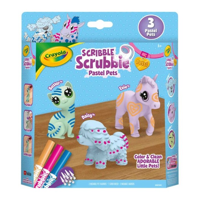 

Crayola Scribble Scrubbie Pastel Pets 3ct (3 Pets + 1 Brush + 3 Markers)