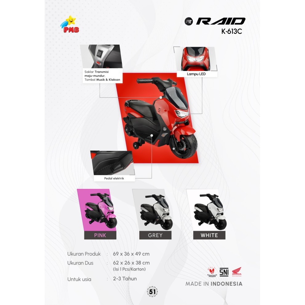 Mainan Motor Anak Pmb NMAX K613 RAID Motor AKI Murah