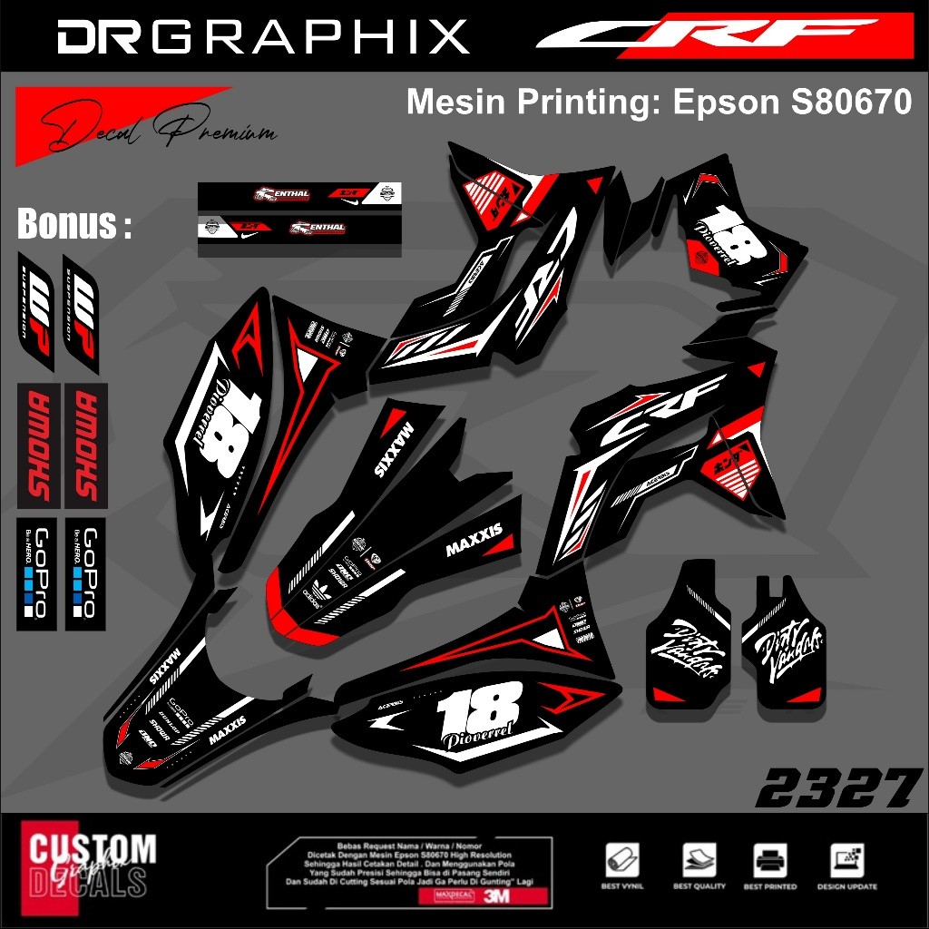 PREMIUM DECAL STIKER HONDA CRF 150L CRF 250 FULL BODY COSTUM DESAIN TERBARU kode CRF-46