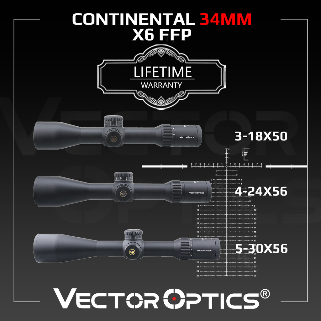 Vector Optics Continental FFP 34mm Tube Riflescope With Ranging Reticle,Zero Stop&Turret Lock Featur