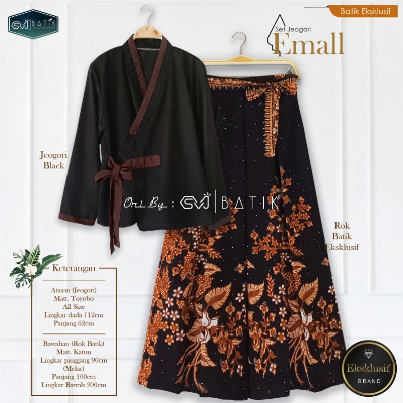 BAGASKARA - SET BATIK KONDANGAN WANITA MODEL TERBARU JEOGORI HANBOK HYUN BLACK SERIES SETELAN BATIK 