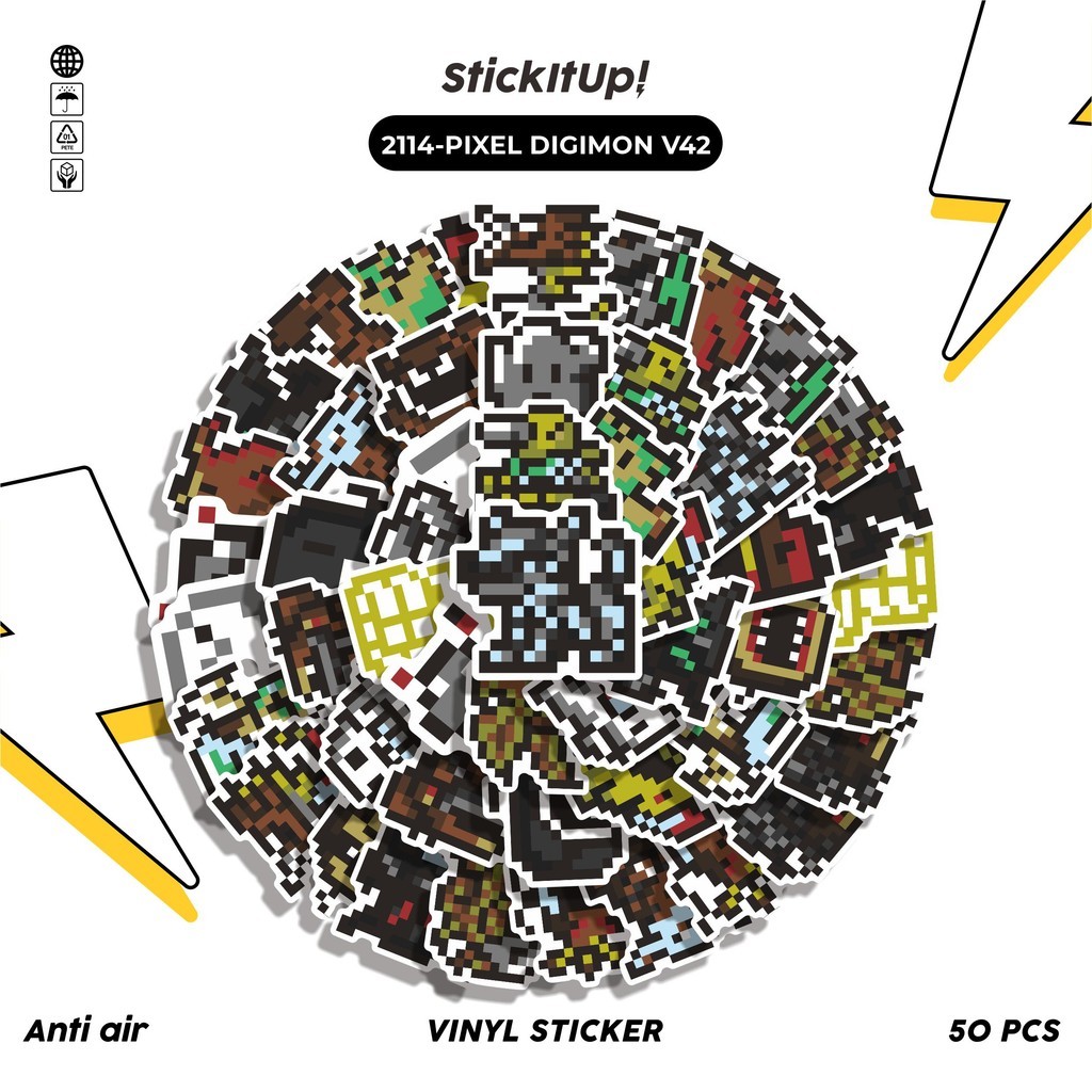 

COD✨ 50 Pcs Stiker PIXEL DIGIMON V42 Lucu Anti Air Untuk Dekorasi Notebook Sepeda Skateboard Handphone DIY