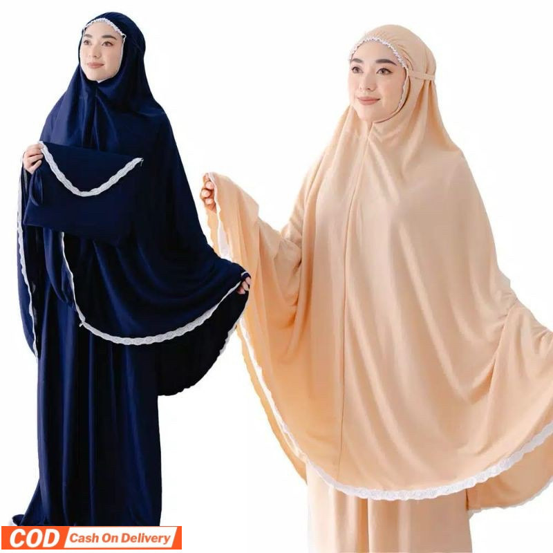 Mukenah Jumbo Polos Renda Hyget  Mukenah Traveling Jumbo