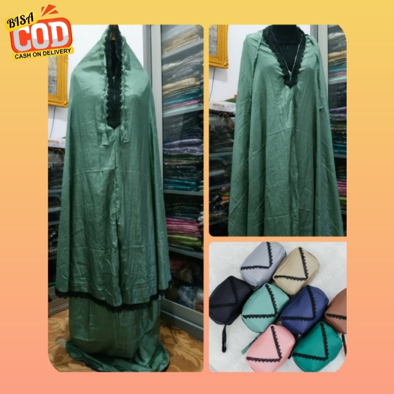Mukena Parasut 2in 1 Renda Premium Parasut Traveling Jumbo Dewasa