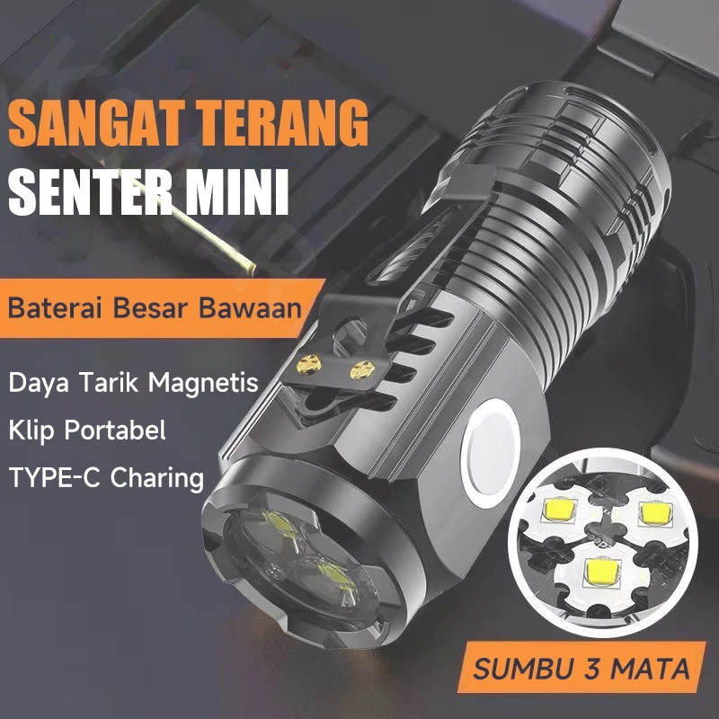 [Ready Stock] Senter LED Super Terang Senter Mini Senter Swat Senter 3 LED Lampu Senter SWAT Mini