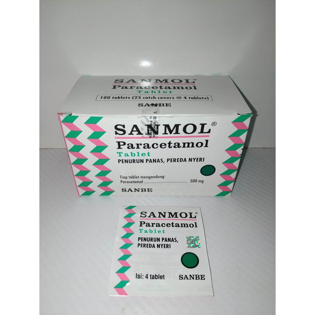 sanmol paracetamol 500mg strip 4 tablet obat demam turun panas dewasa