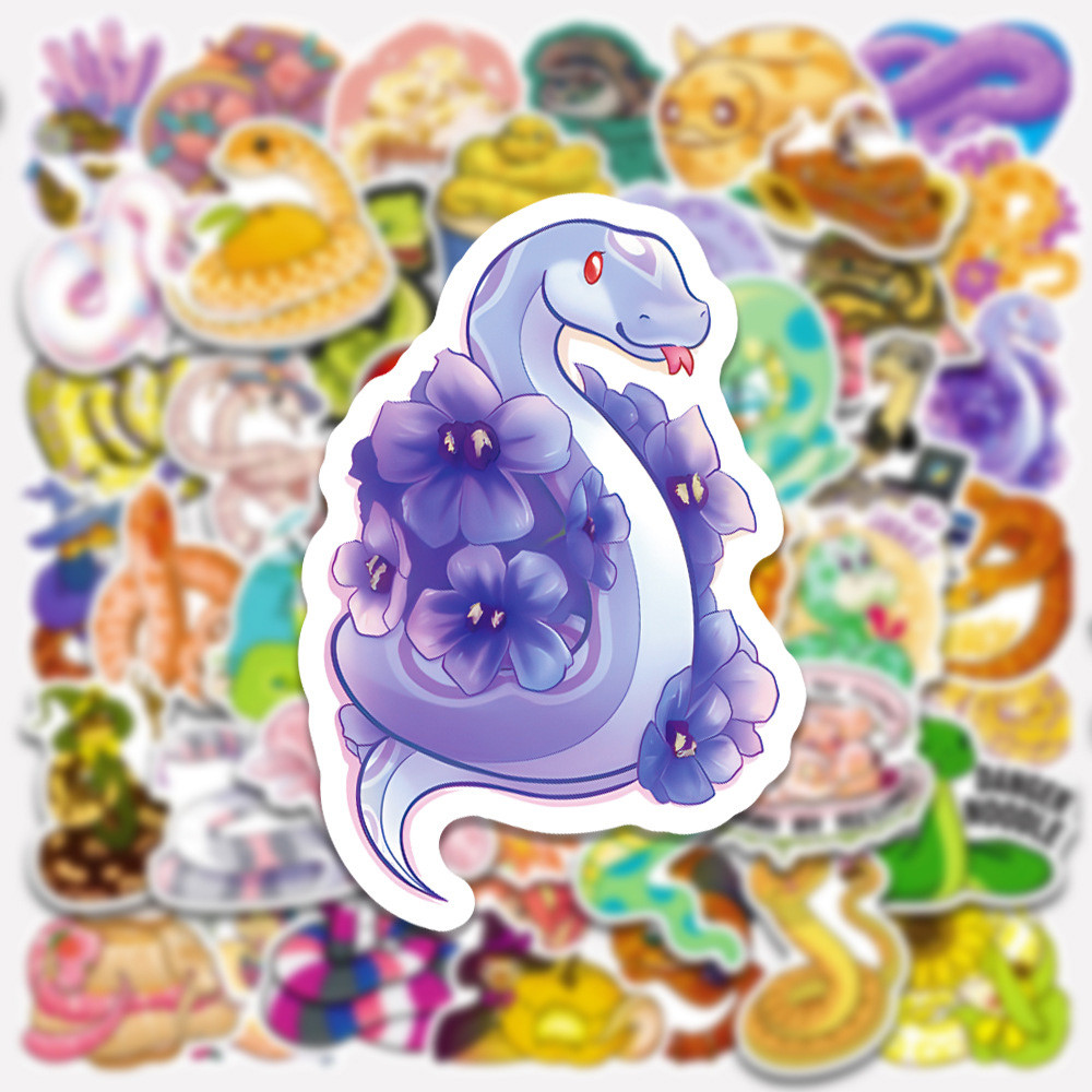 

10/30/50PCS Cute Cartoon Animal Snake Stickers DIY Phone Laptop Luggage Skateboard Graffiti Decals Fun for Kid Toy
