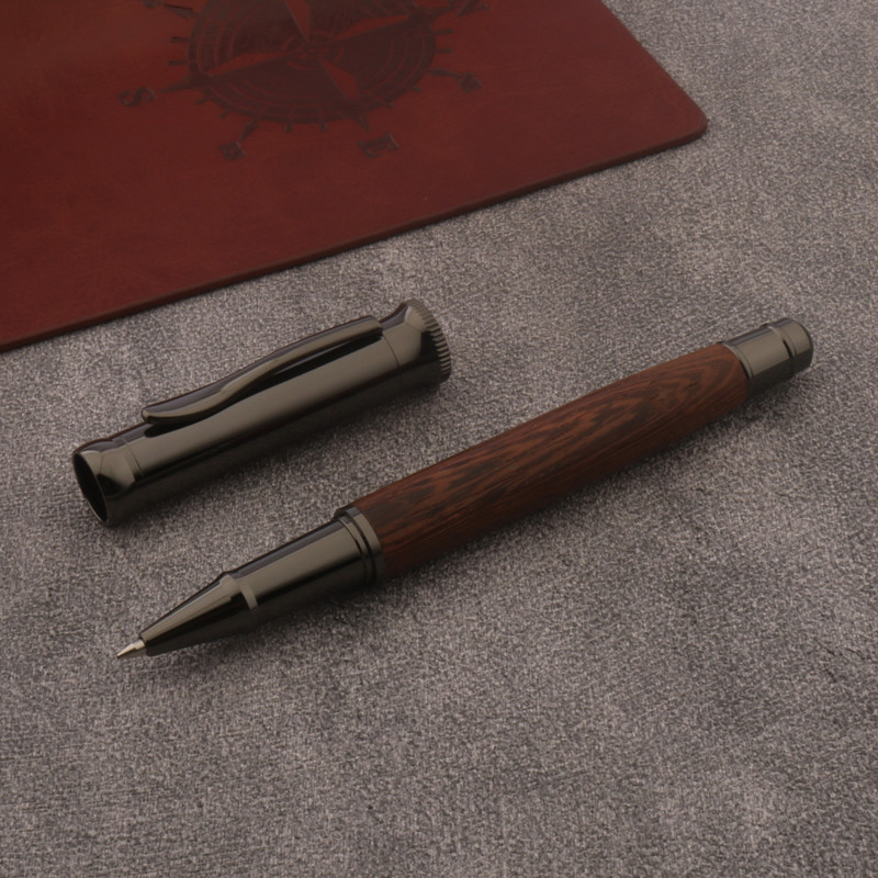 

1Pc Wenge wooden Ballpoint Pen Gun Grey Ink Gel Pen Bullet Tip 0.5mm Rollerball Pen S ool Office Supplies Stationery Pen