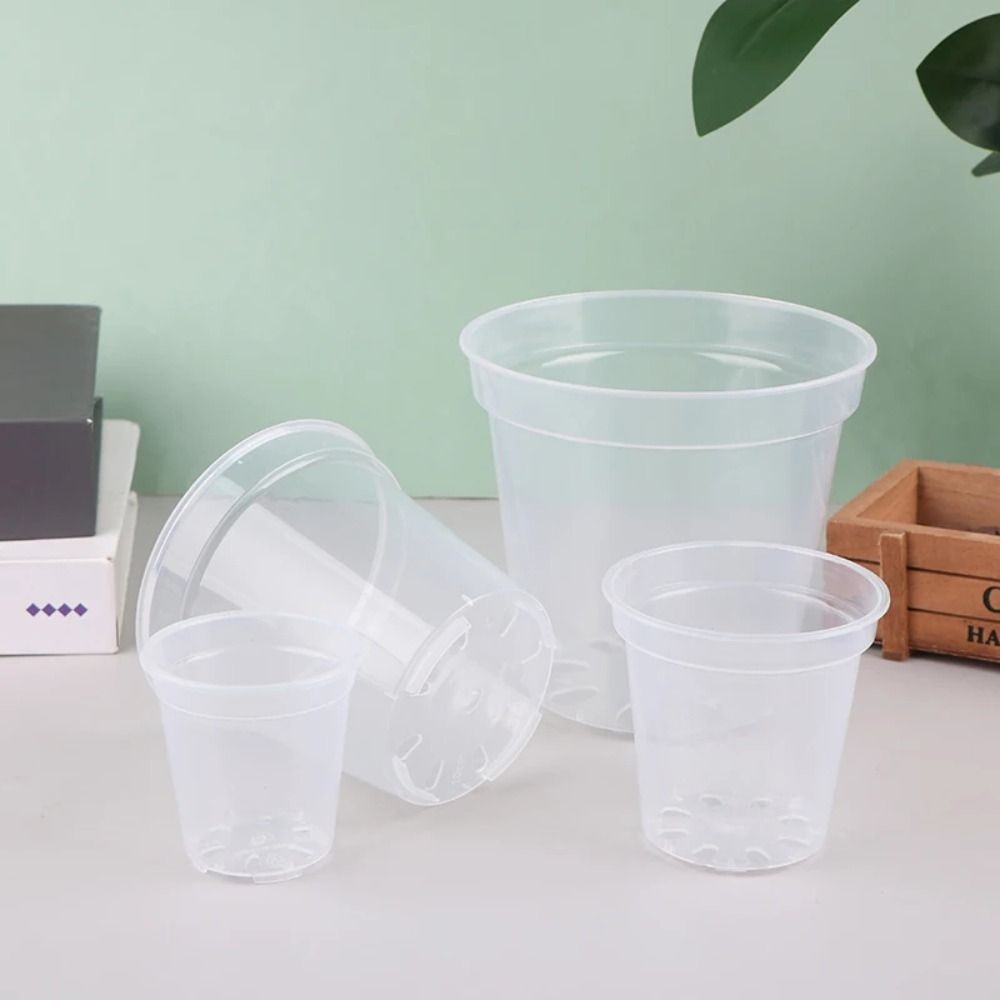 

Home Garden Round Planter Pot Orchid Nursery Container Planter Container Transparent Orchid Container Round Starting Pot