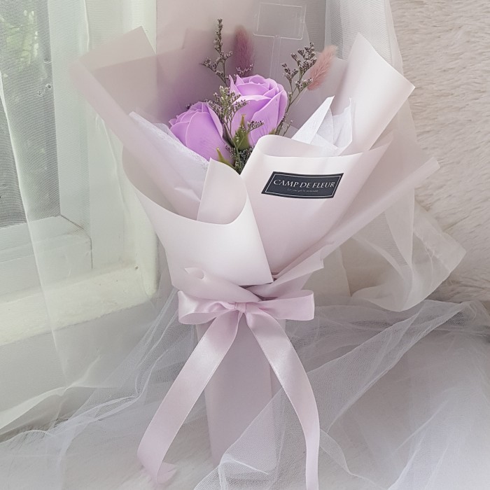 

2Stems Flower Soap Bouquet Buket Bunga Sabun Hadiah Ultah Kado Wisuda - Lilac