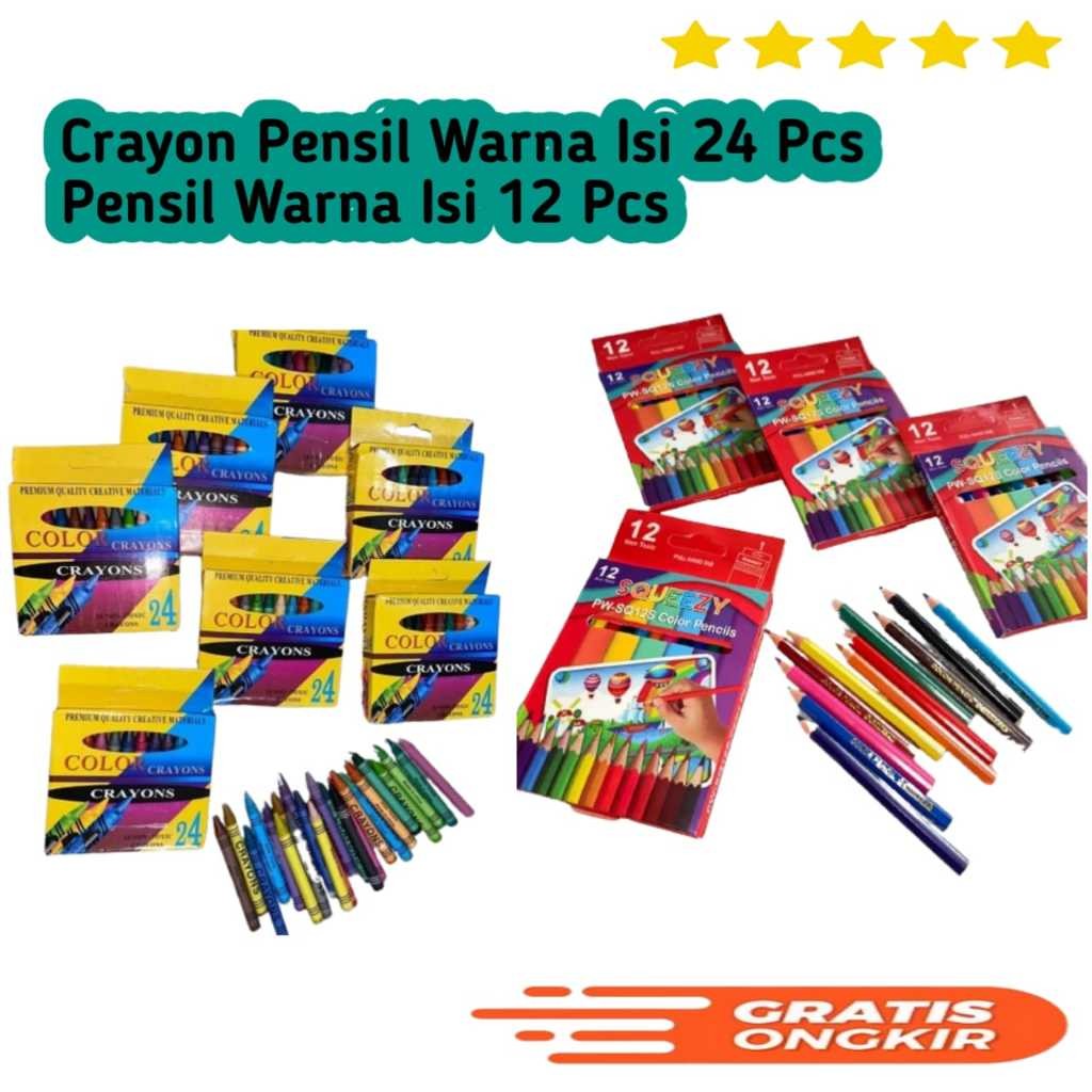 

Crayon Pensil Warna Isi 24 PCS / Crayon Art Set / Pensil Krayon Warna / COLOR CRAYONS 24 NON-TOXIC / S N
