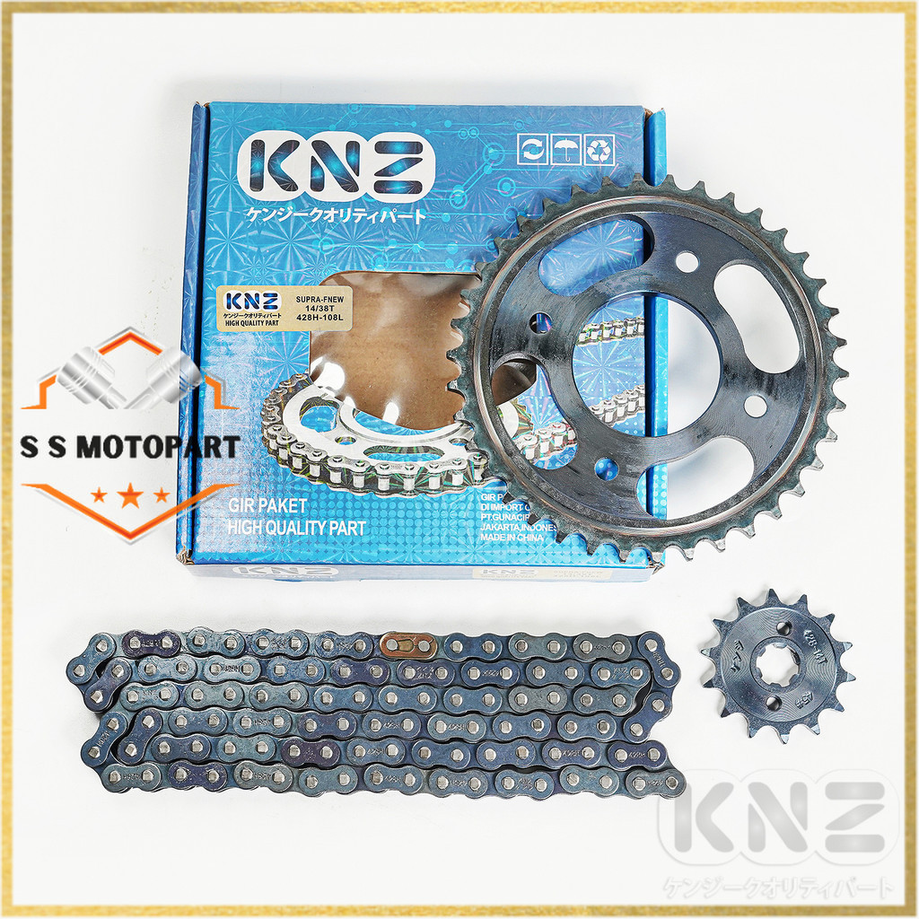 Gear Set Rantai Gear Paket SUPRA FIT NEW 428H - 134L 38T / 14T Ori KNZ