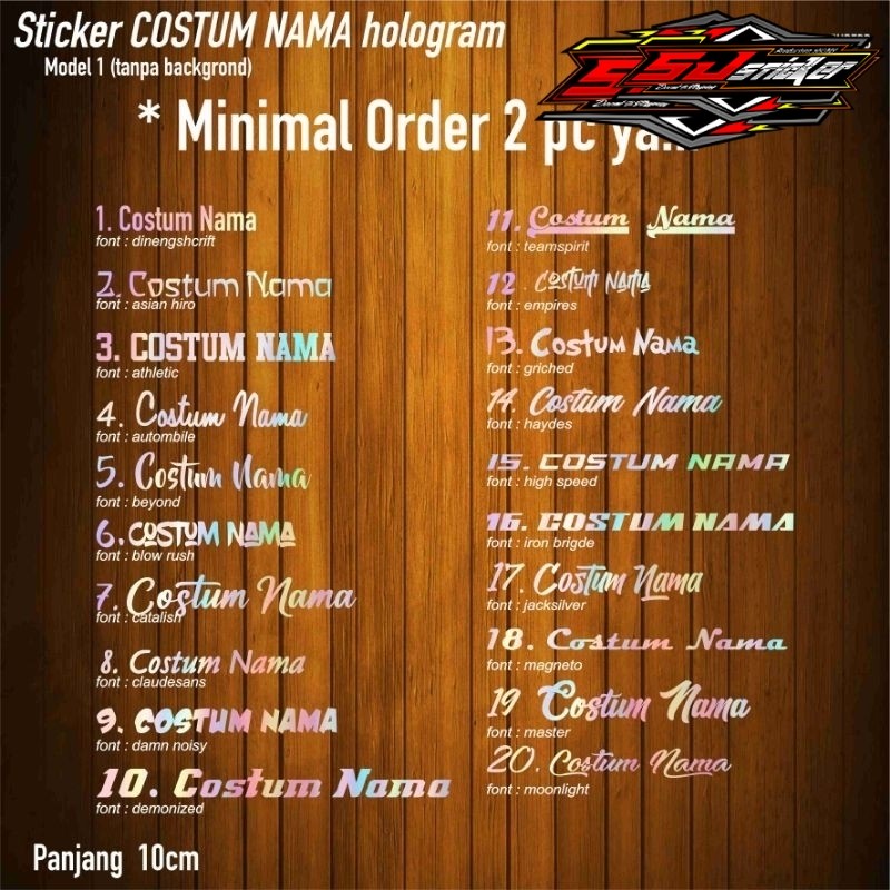 

sticker costum nama hologram