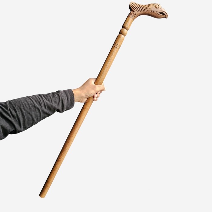 Teken Tongkat Jalan Orang Tua Kayu Jati Ukiran Burung