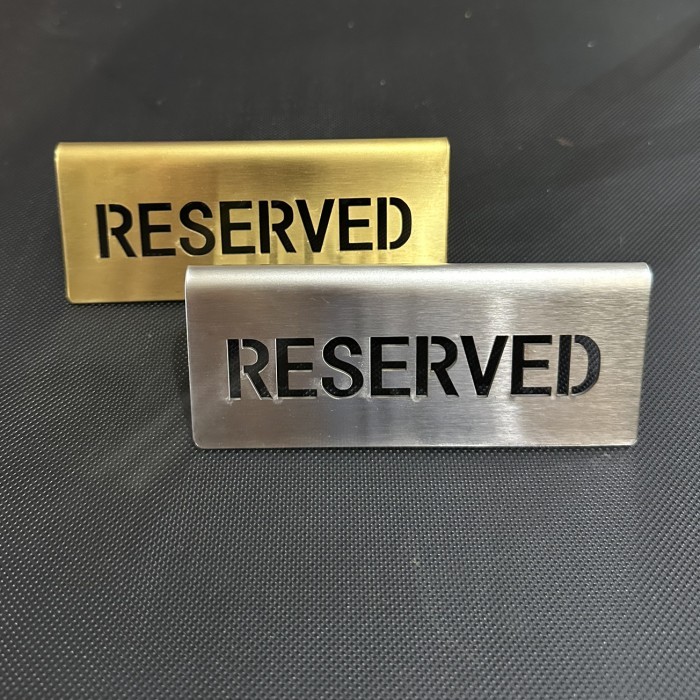 

Reserved sign plat reservasi stainless tanda papan reserve besi meja - Gold