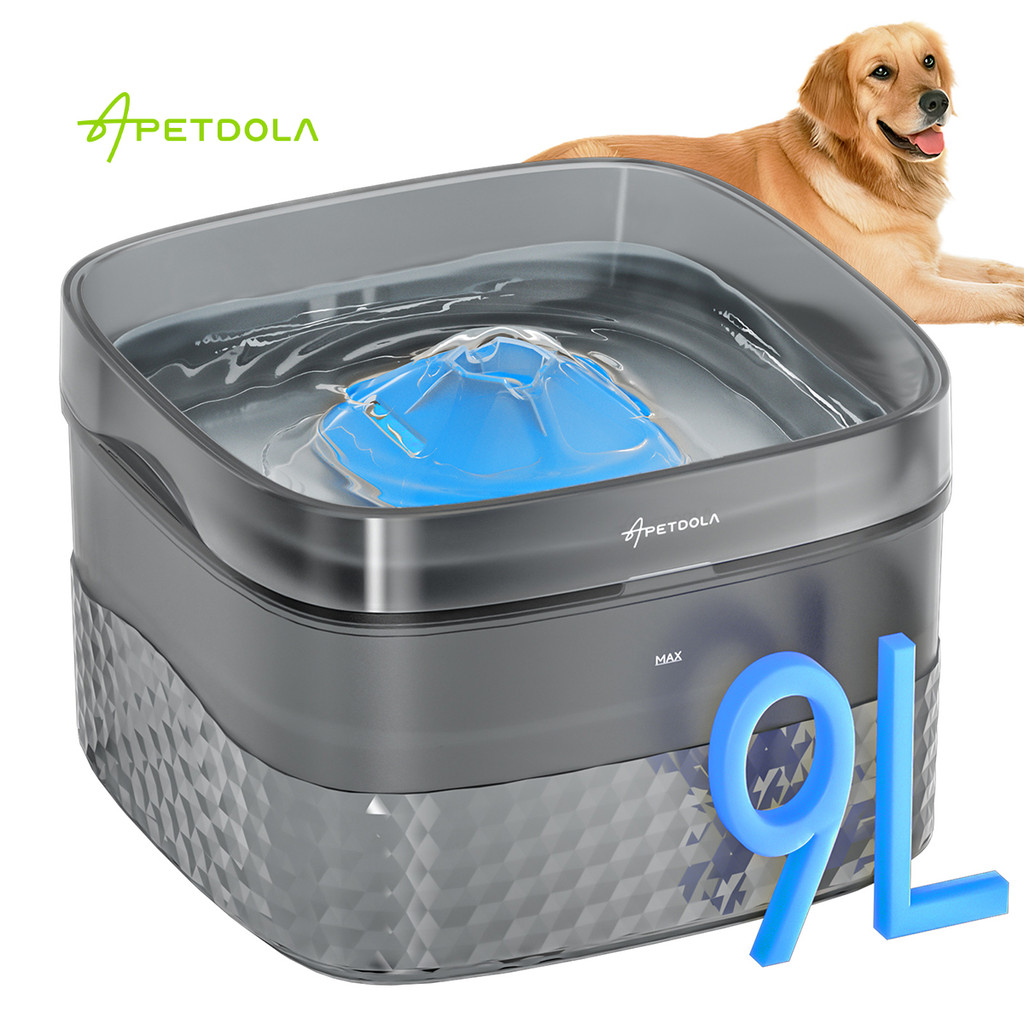 

APETDOLA 2.4Gal/304oz 9L Pet Water Fountain with Ultra-Quiet Pump for Multiple Cats or Dogs Automatic Cat Drinking Dispenser