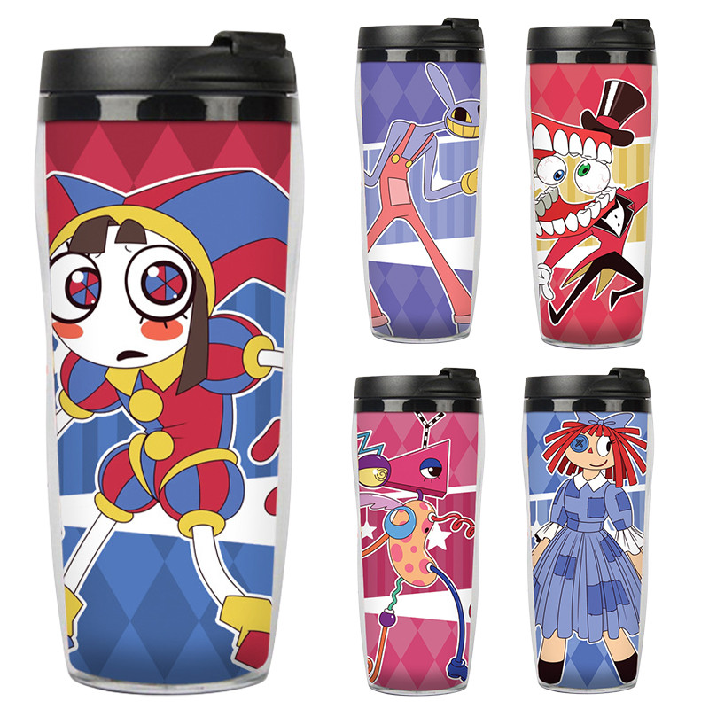 

400ml The Amazing Digital Circus Children Water Bottle Anime Bilayer Sports Water Cup Coffee Juice Cola Tea Portable Kids Cup
