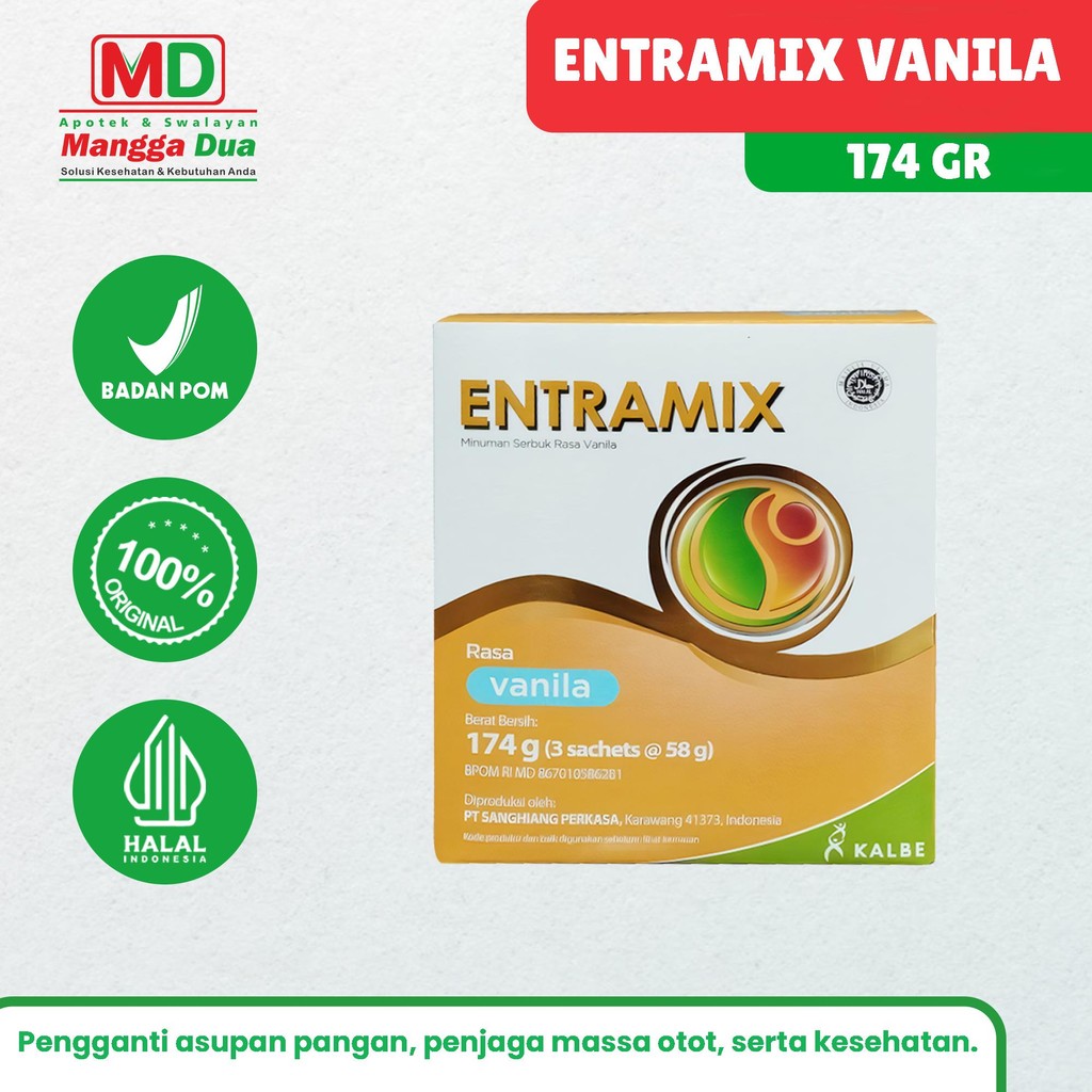 

Entramix Rasa Vanila Isi 174g Original Resmi BPOM Suplemen Pengganti Makan & Menjaga Massa Otot