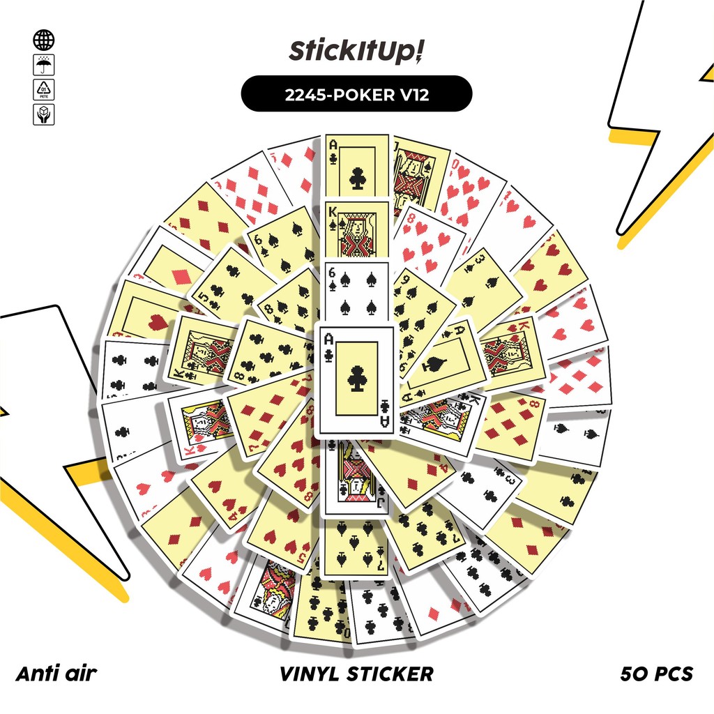 

COD✨ 50 Pcs Stiker Pack POKER V12 Lucu Aesthetic Vynil Waterproof untuk Freebies Sticker Buku Journal Casing HP Laptop