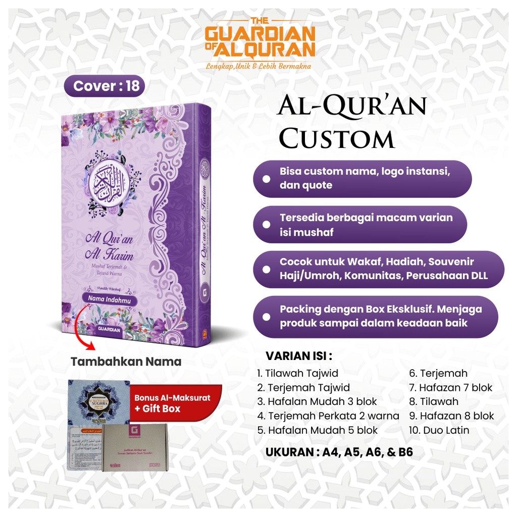 Alquran Quran Al quran Nama Sendiri Custom Request Mushaf Musaf Tilawah Tajwid Terjemahan Latin Perk