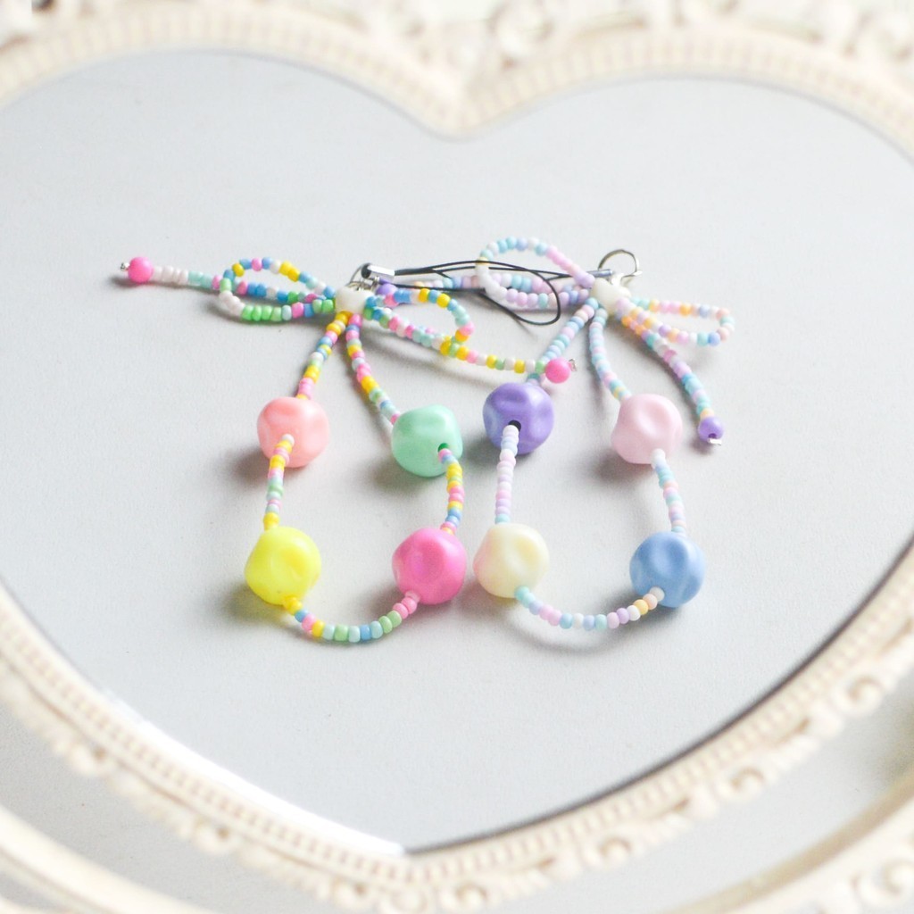 Kuaisu Official Store Beads Strap Gantungan Handphone Pita Batu Warna Warni (PS)