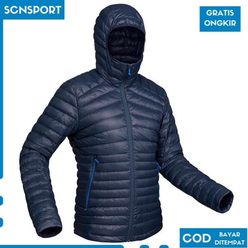 QUECHUA Jaket Trekking Bulu Angsa Pria  trek 100 down jacket m navyGrey  8397296 SP1