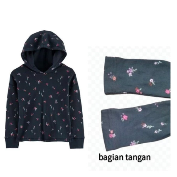 BAJU HOODIE OSHKOSH FLOWERS MOTIF ANAK PEREMPUAN