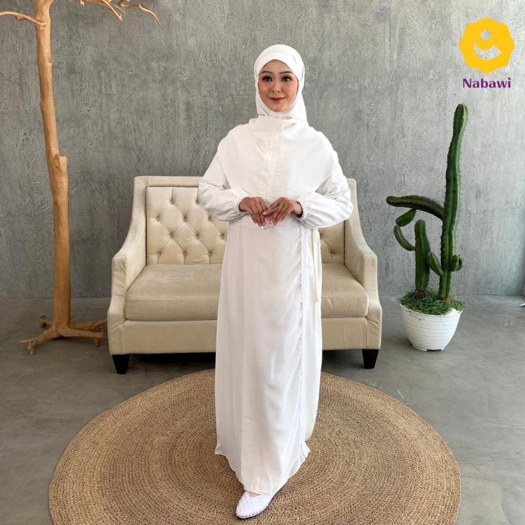 Gamis Shiffon Putih Abaya Wanita Baju Muslim Wanita Busana Muslim Umroh Haji