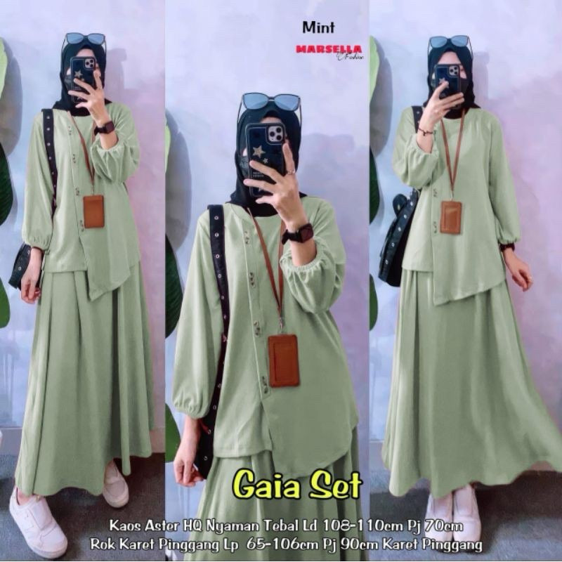 Setelan Rok Wanita Polos Brigita Jumbo Set | Setelan Wanita Kekinian | Cringkle Air Flow | JUMBO | S