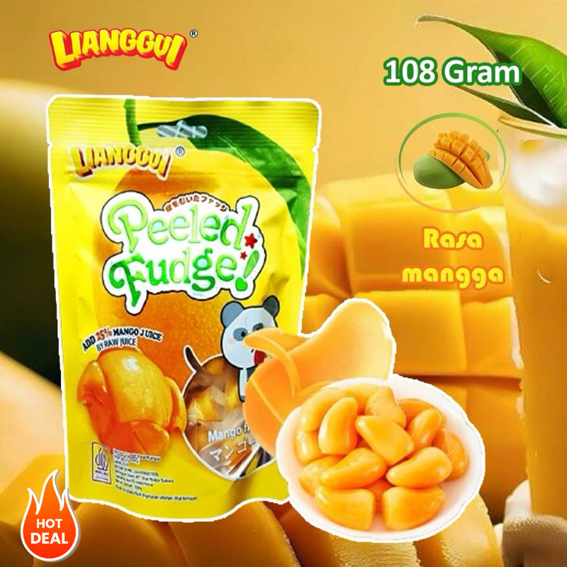 

[Permen import halal]LIANGGUI Peeled Fudge 108g Permen Lunak Viral Aneka Permen Rasa Buah Mangga Jeruk & Strawberry (Halal) Pesta makanan fruity Permen