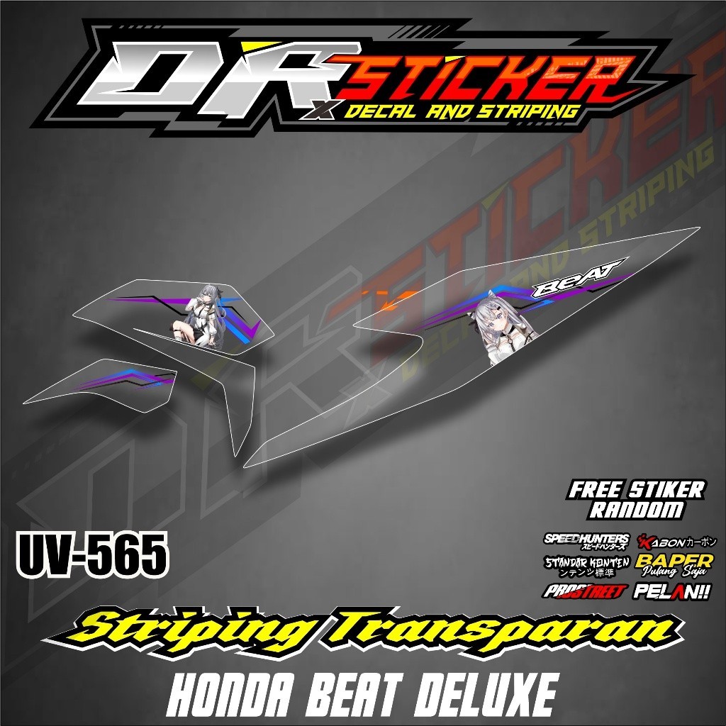 Striping Transparan Beat Deluxe - Stiker Motor Honda Beat Street New 2020 2021 2022 2023 Variasi Ani