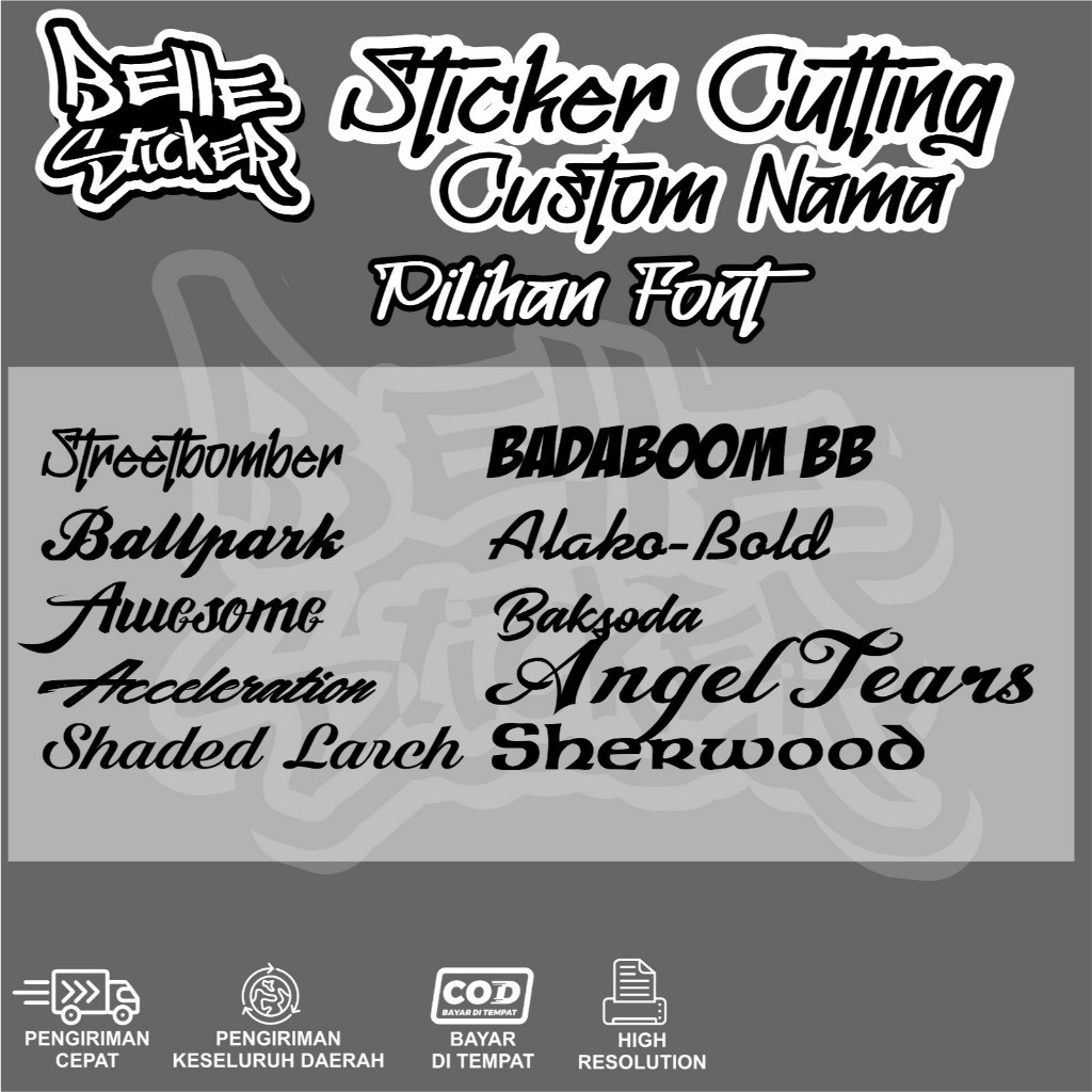 Cutting Stiker Custom Nama Variasi Motor Mobil Sticker Timbul Dasbor Spakbor Visor Body Kaca Helm
