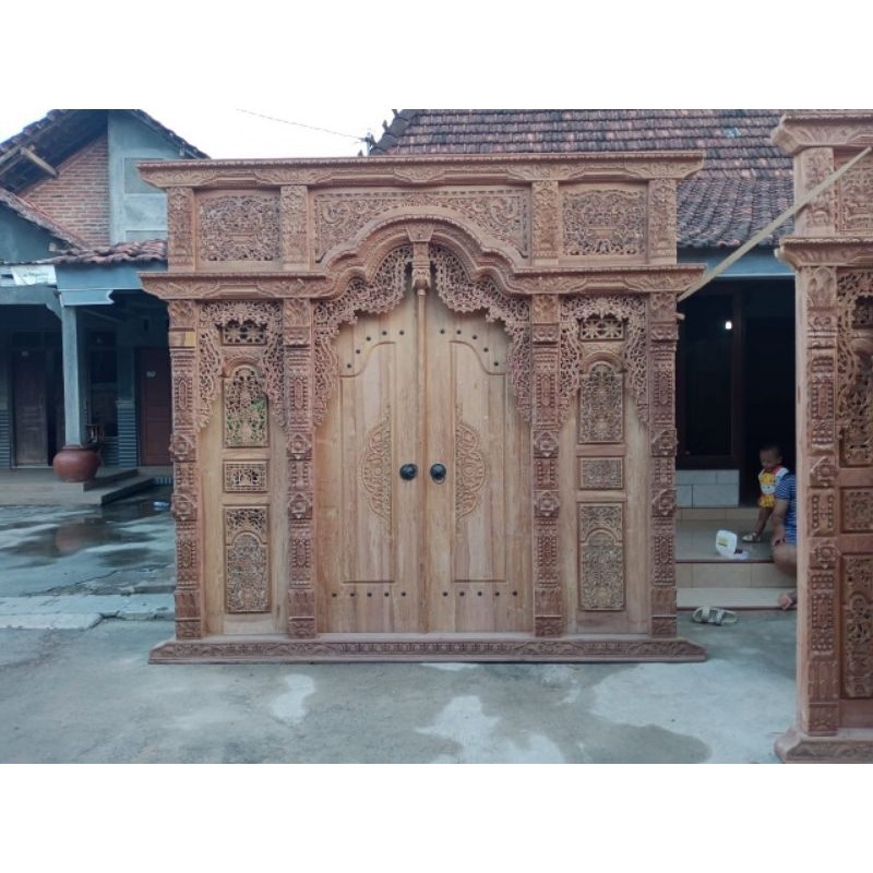 FUL DISKON SHOPEE READY Pintu Ukir Gebyok 2/2.5/3 Meter Kayu Jati Jepara