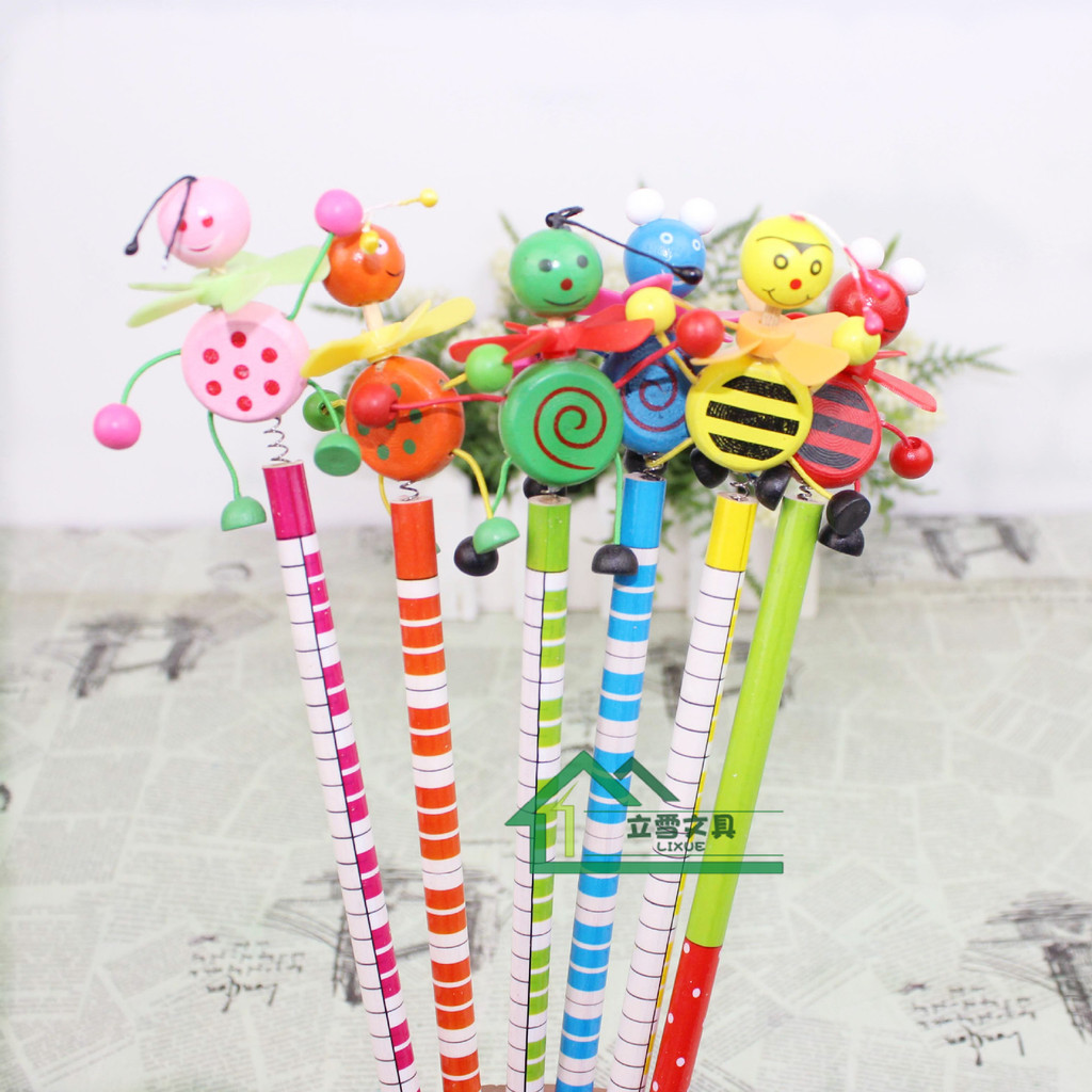 

5Pcs Creative Student Stationery Cartoon Cute 3D Three-dimensional Small Animals Wooden Windmill Series Pencils