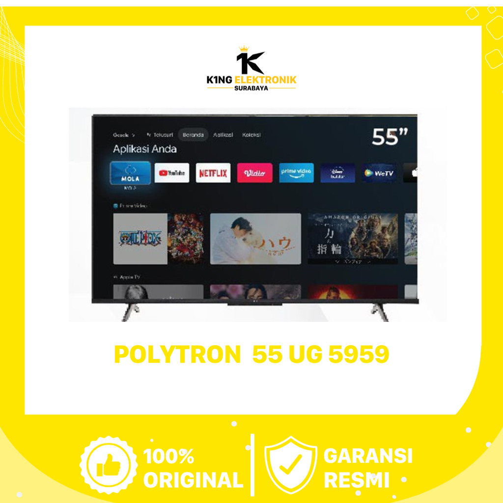 DIGITAL LED TV POLYTRON 55 INCH SMART ANDROID - 55 UG 5959