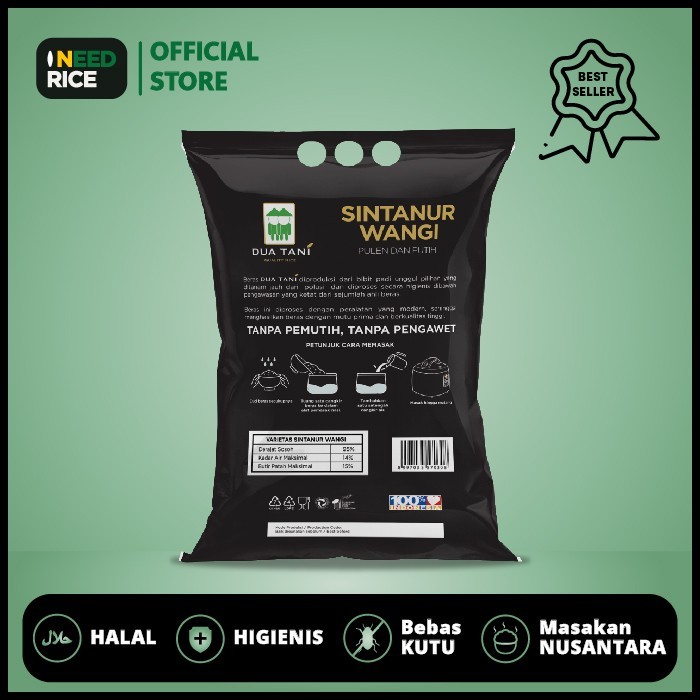 

Beras Khusus Sintanur Pandan Wangi Dua Tani 5kg–HALAL-Pulen-Wangi