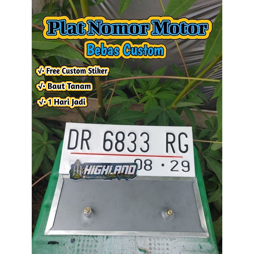 plat motor Warna putih stiker Hitam/Baut Tanam/Proses cepat